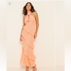 For Love And Lemons Coral Chiffon Dress